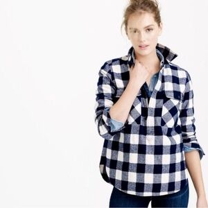 J Crew Buffalo Check Jacket Shirt XXS Blue White